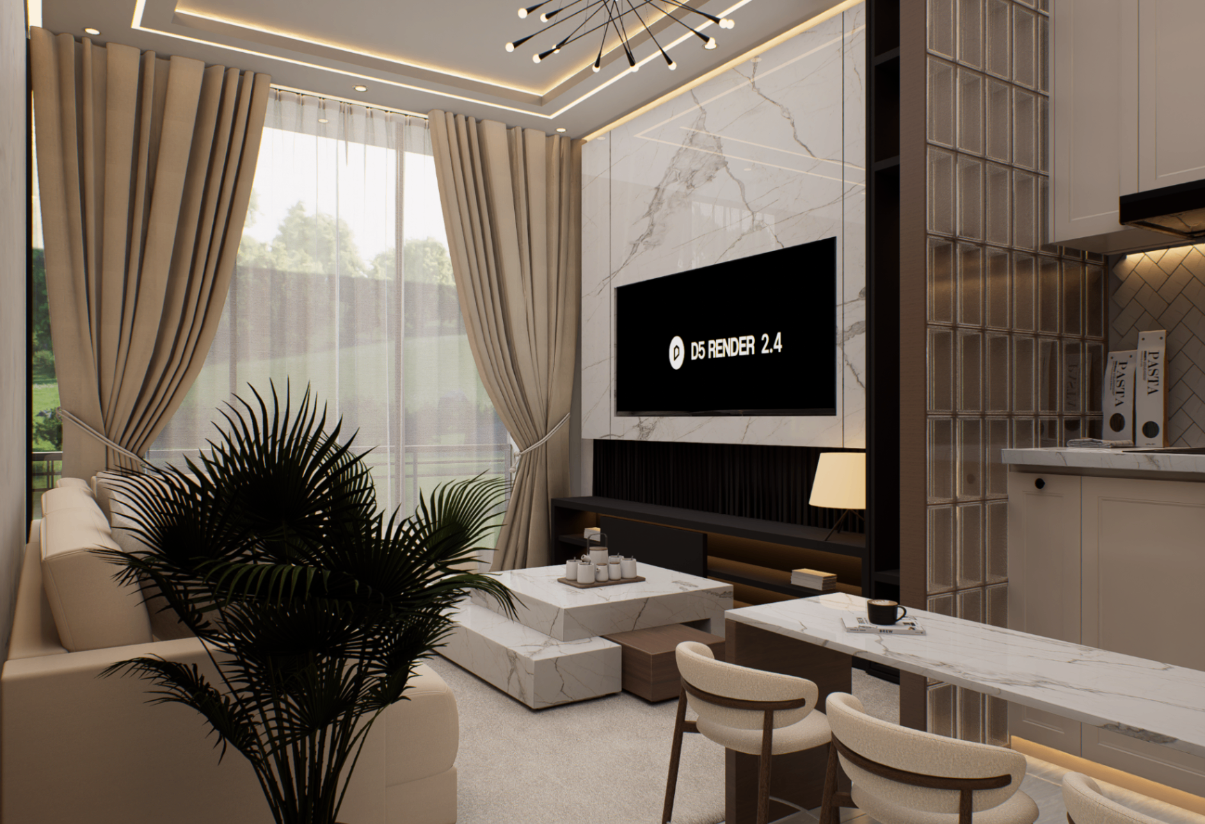 Piassa 1 bedroom apartment - living