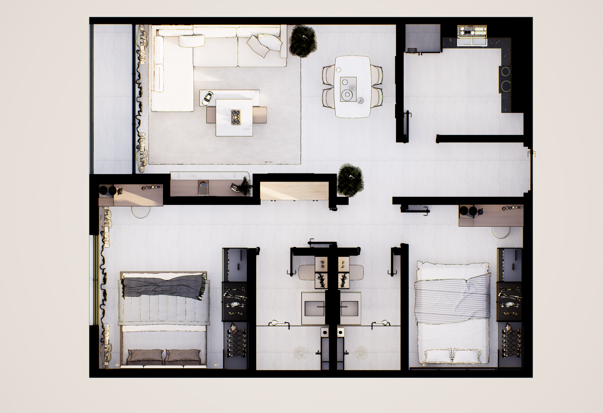 Piassa 2 bedroom apartment - top view