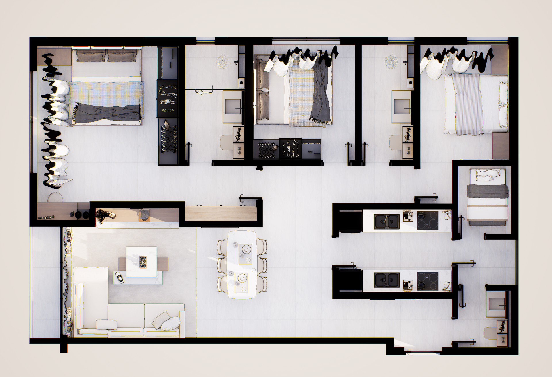 Piassa 3 bedroom apartment - top view