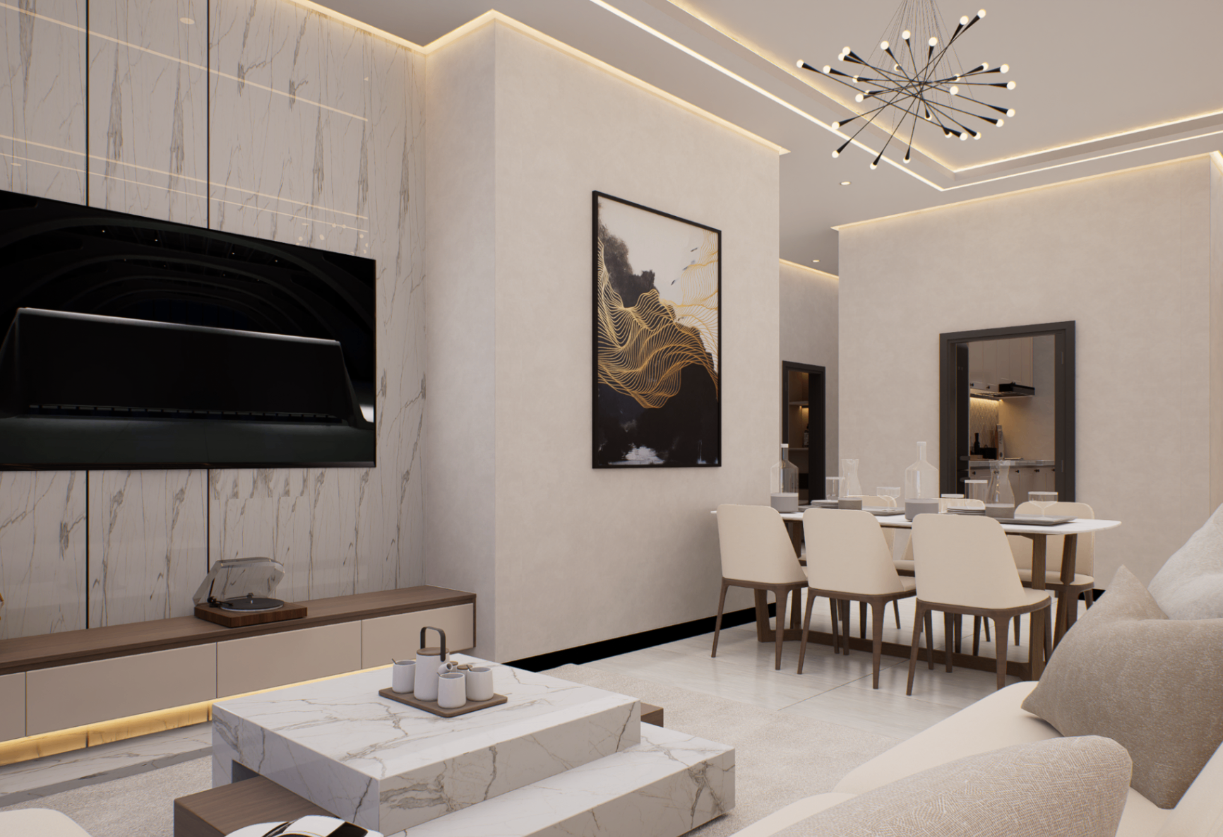 Piassa 3 bedroom apartment - living (scene 2)